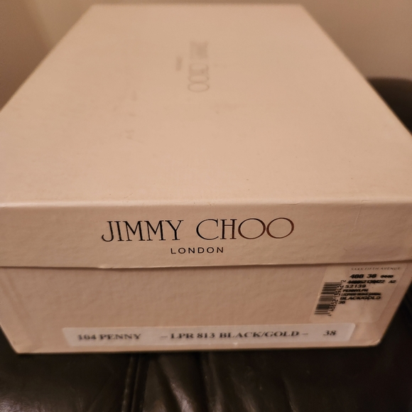 JIMMY CHOO Wedge Sandals PENNY Leperd Black/Gold Size 38 - Picture 6 of 6